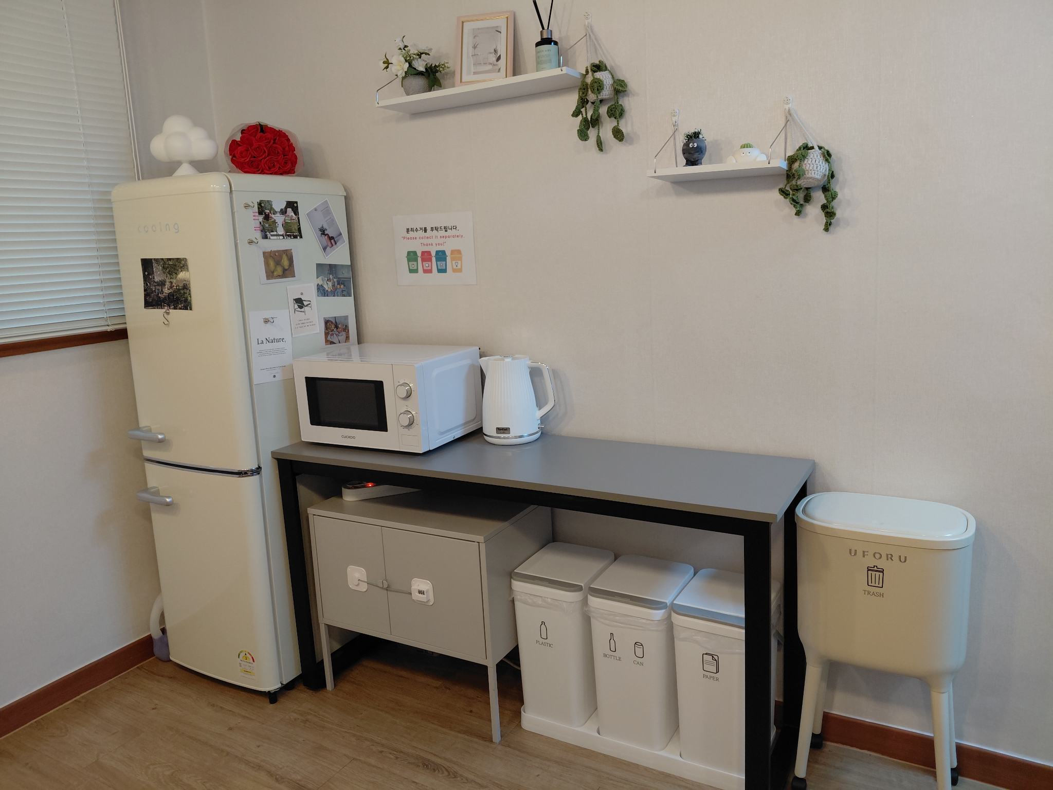 Waste sorting bins inside Herbmin Stay